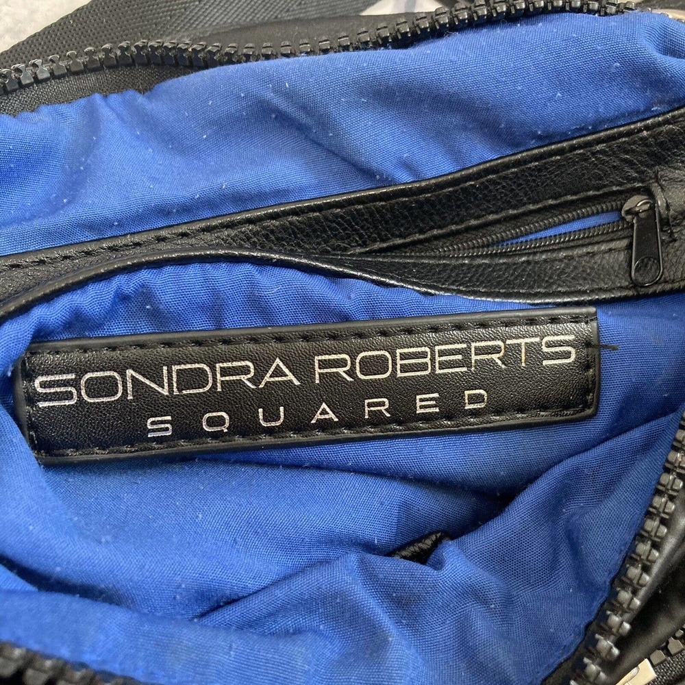 Sondra Roberts Squared Crossbody Quilted Black Handbag Medium Adjustable Strap - Picture 11 of 14